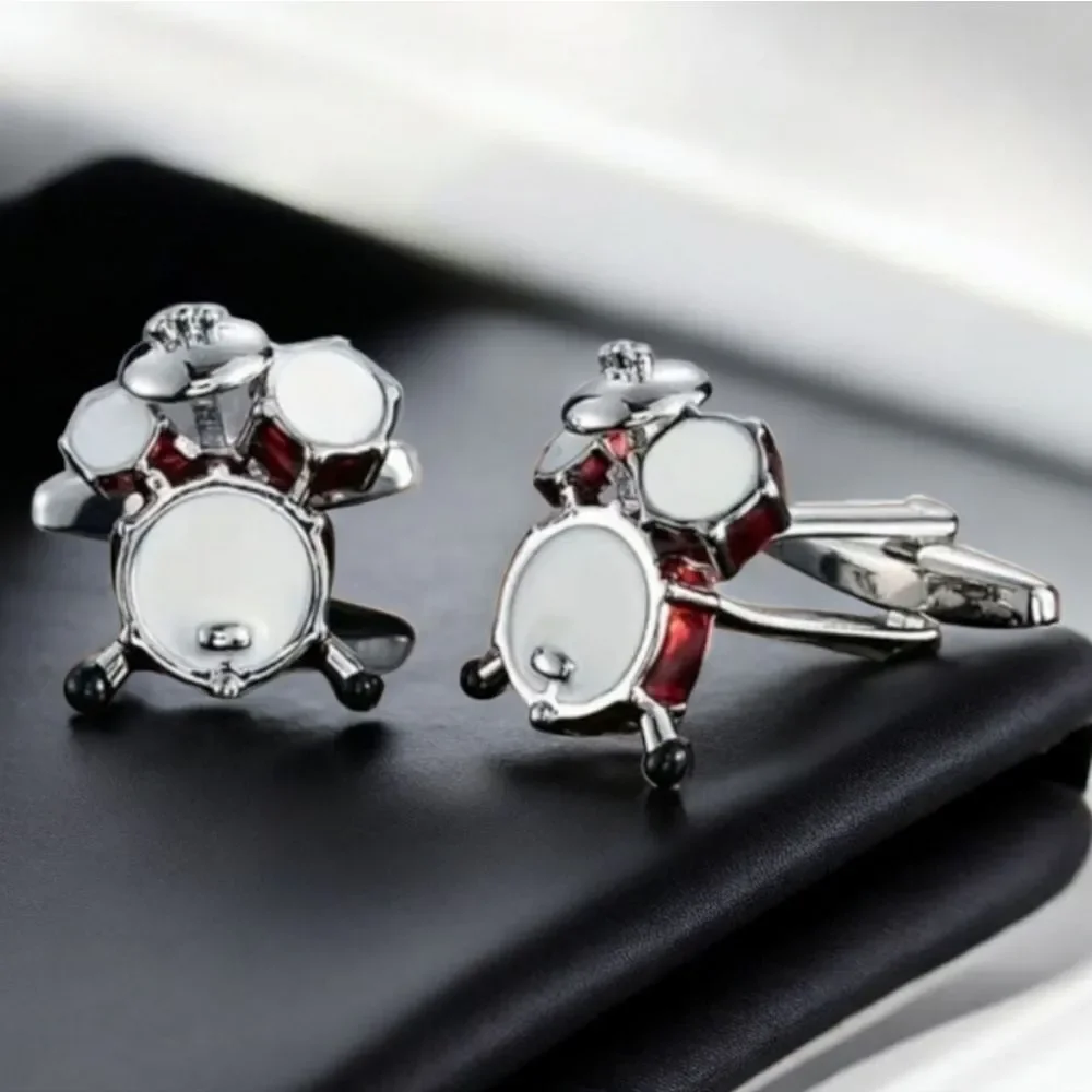 Drummer 🥁 Cufflinks Tuxedo Prom Wedding Formal Drum Shaped Cuff Links Musician